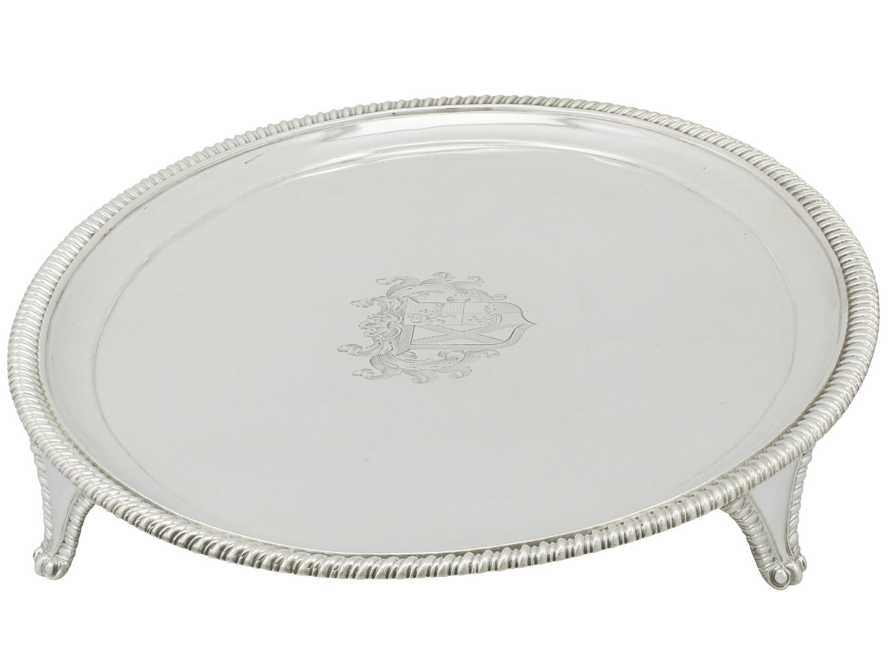 English Antique Sterling Silver Salver, George IV, 1823