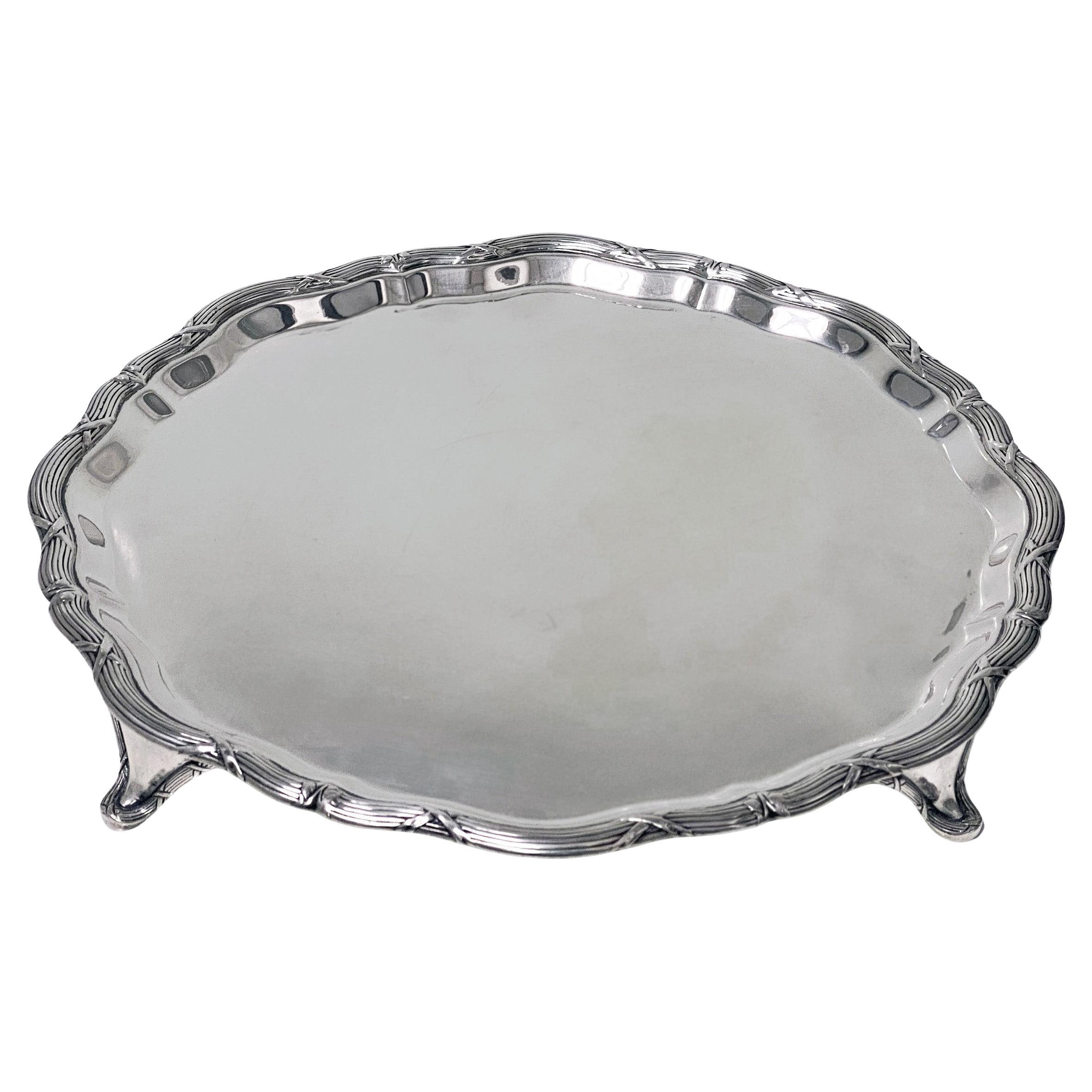 Antique Sterling Silver Salver Tray 1906 by J & J Maxfield Ltd For Sale