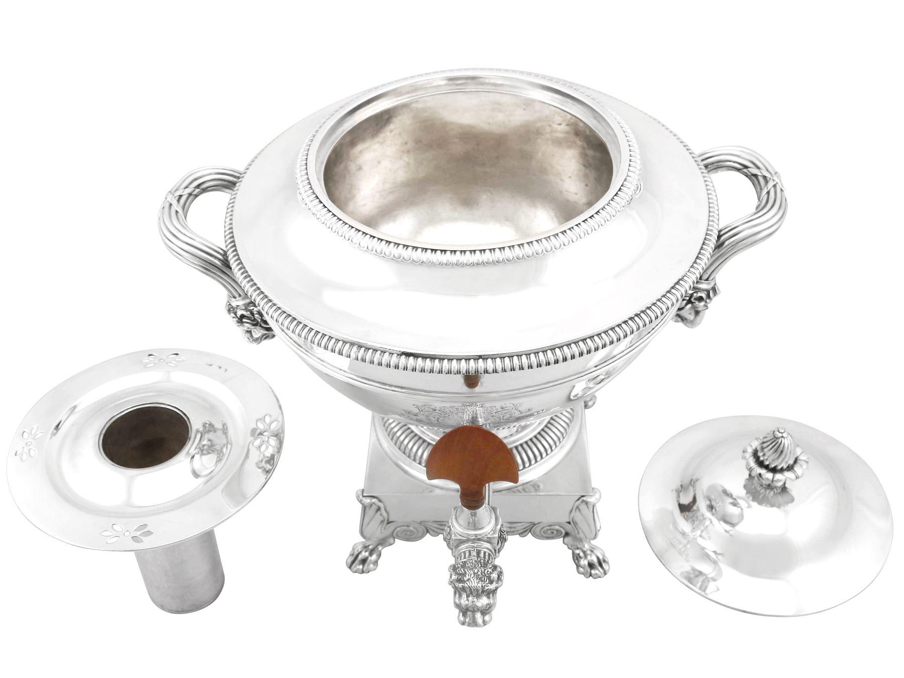 Antique Sterling Silver Samovar by Paul Storr in the Regency Style For Sale 2