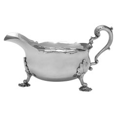 Antique sterling silver sauce boat made in London in 1823 by William Galloway