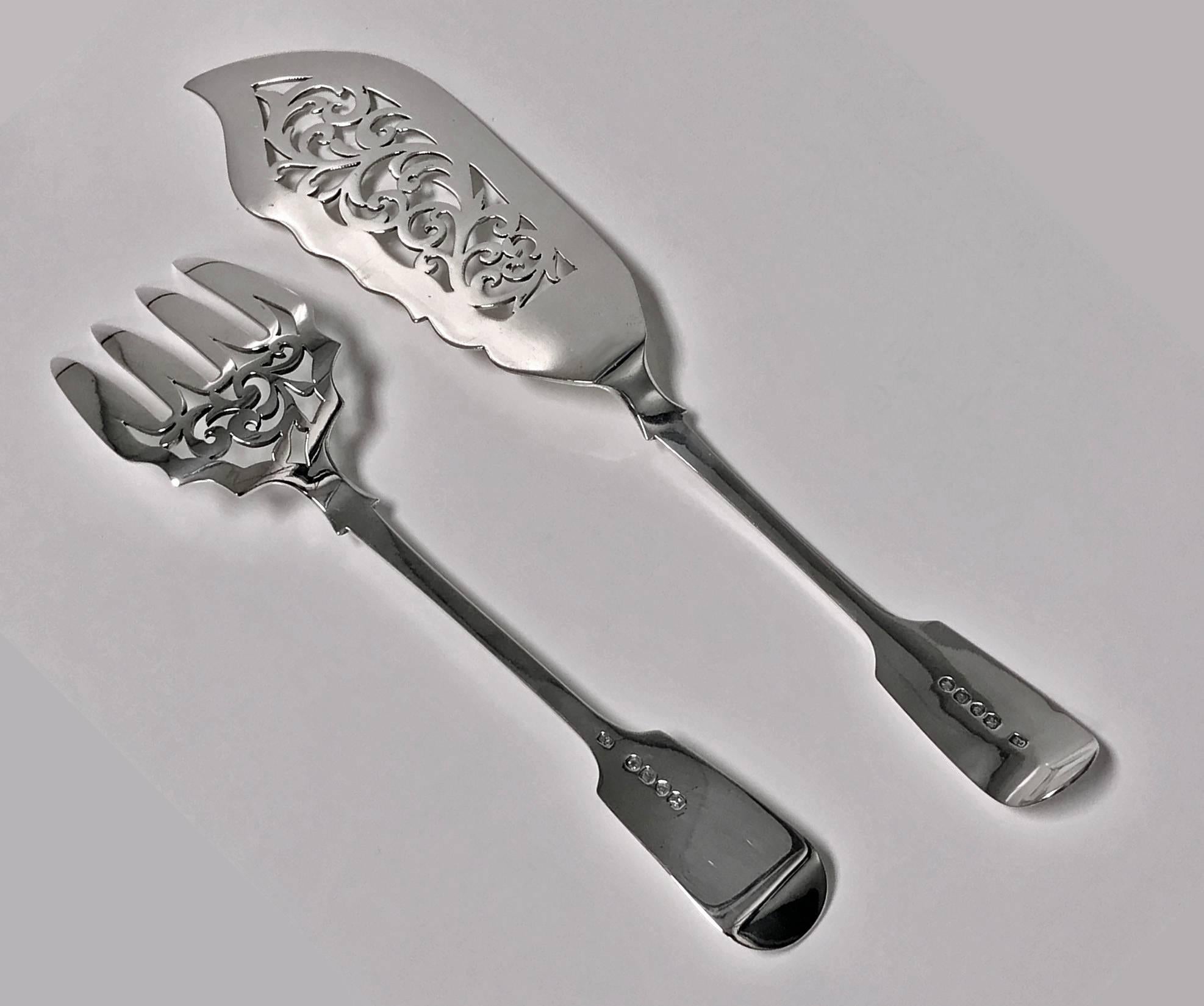 English Antique Sterling Silver Servers, London 1854, Charles Boyton