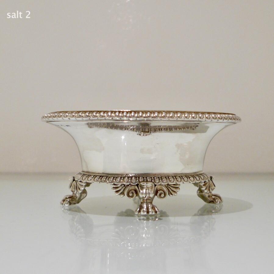 British Antique Sterling Silver Set Four Oval Salt Cellars London 1805 Paul Storr