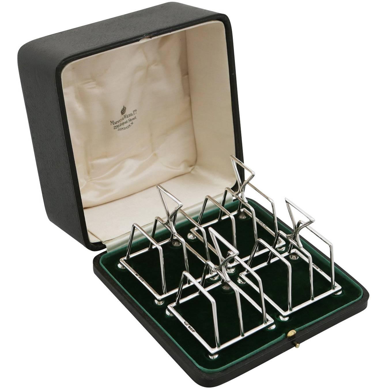 Antique Sterling Silver Set of Four Toast Racks, 1936