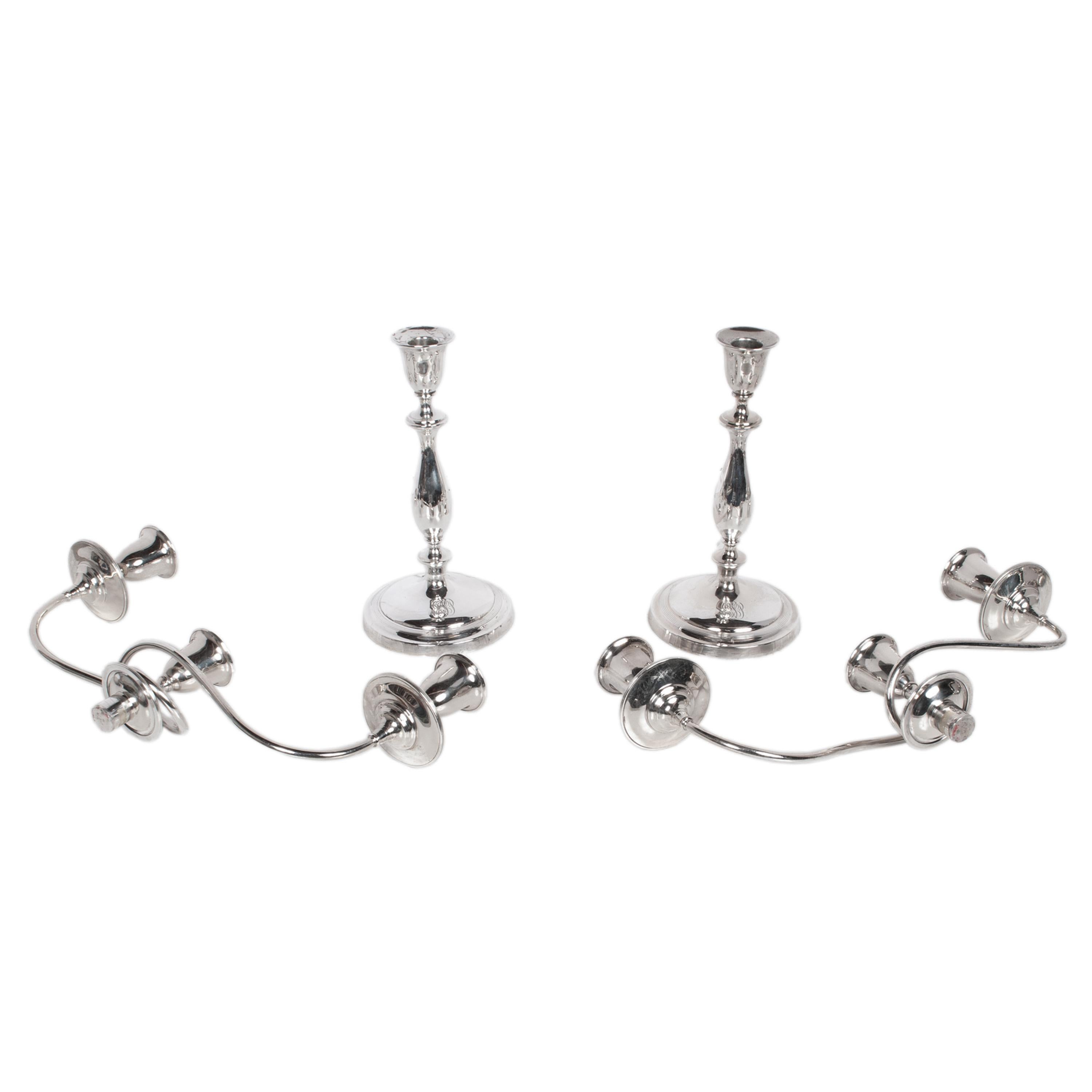 Antique Sterling Silver Set Six Candelarbra Candlesticks Ellis & Co London 1925 en vente 2