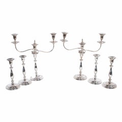 Antique Sterling Silver Set Six Candelarbra Candlesticks Ellis & Co London 1925