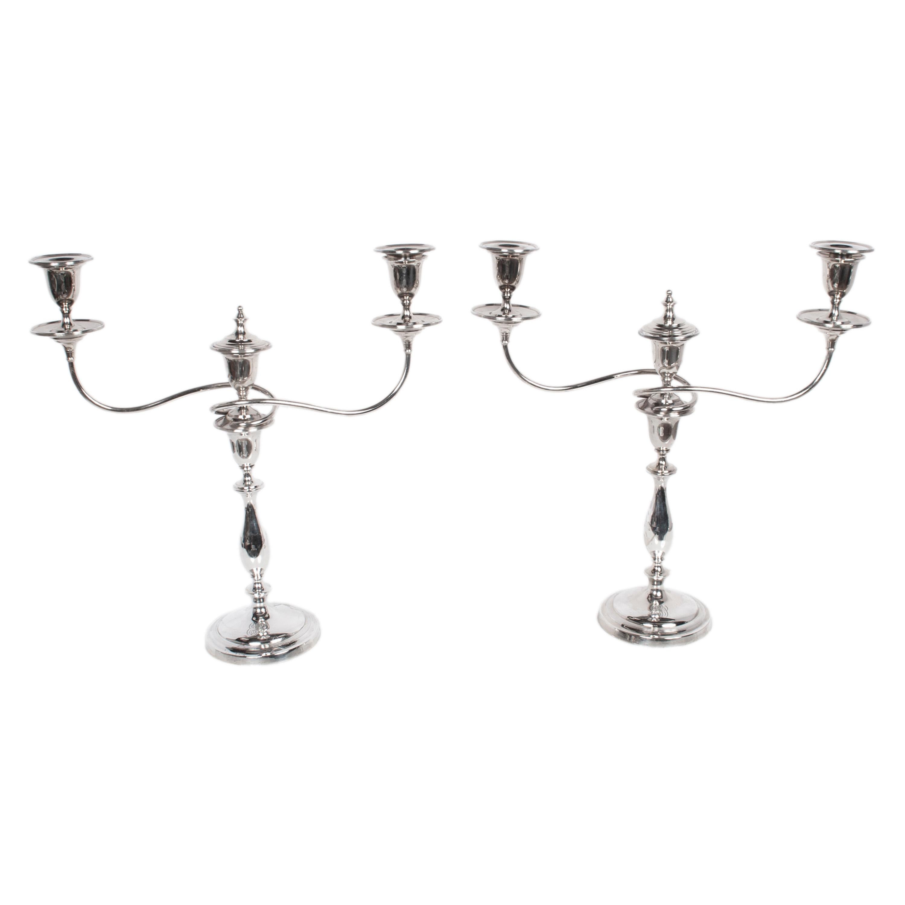 Anglais Antique Sterling Silver Set Six Candelarbra Candlesticks Ellis & Co London 1925 en vente