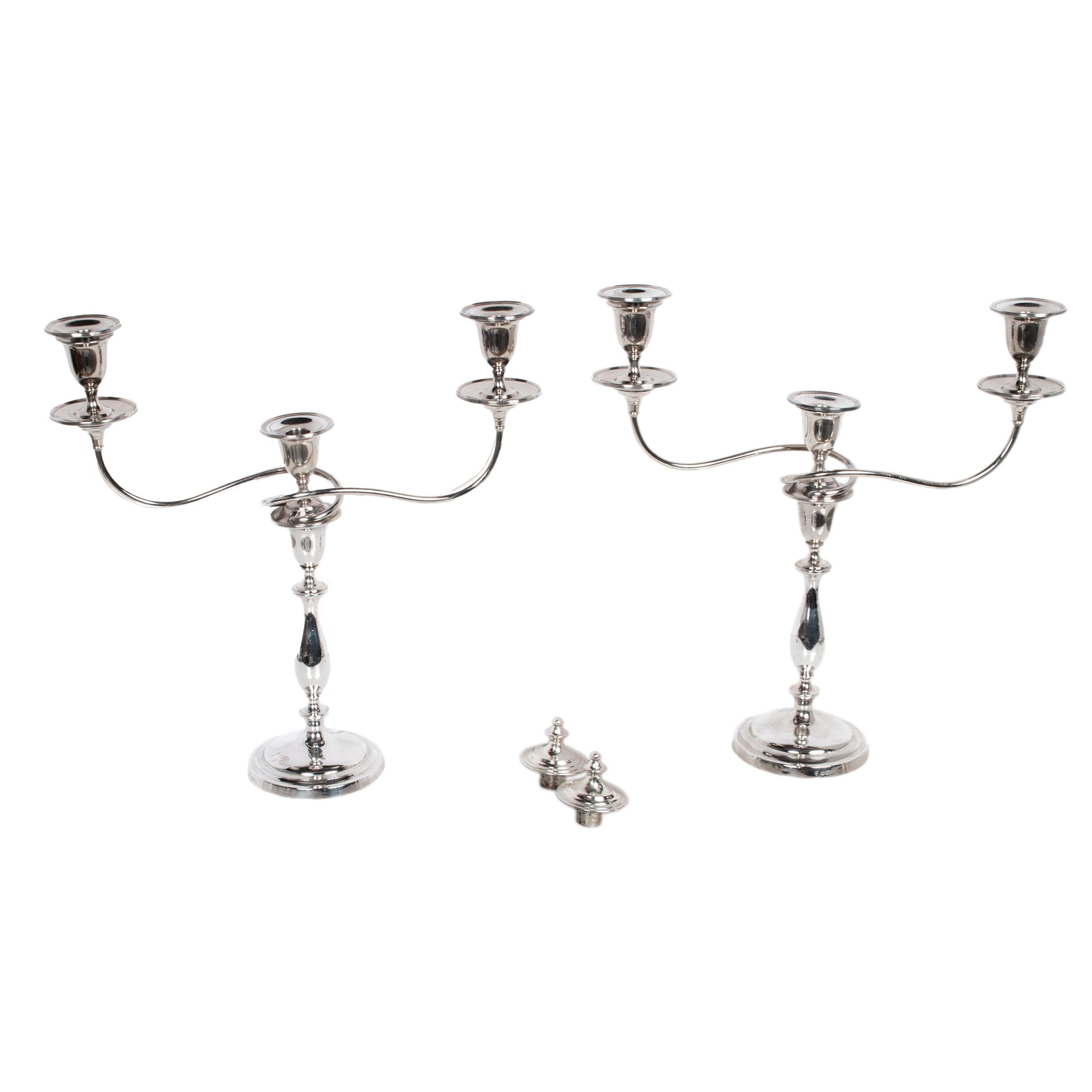 Moulage Antique Sterling Silver Set Six Candelarbra Candlesticks Ellis & Co London 1925 en vente