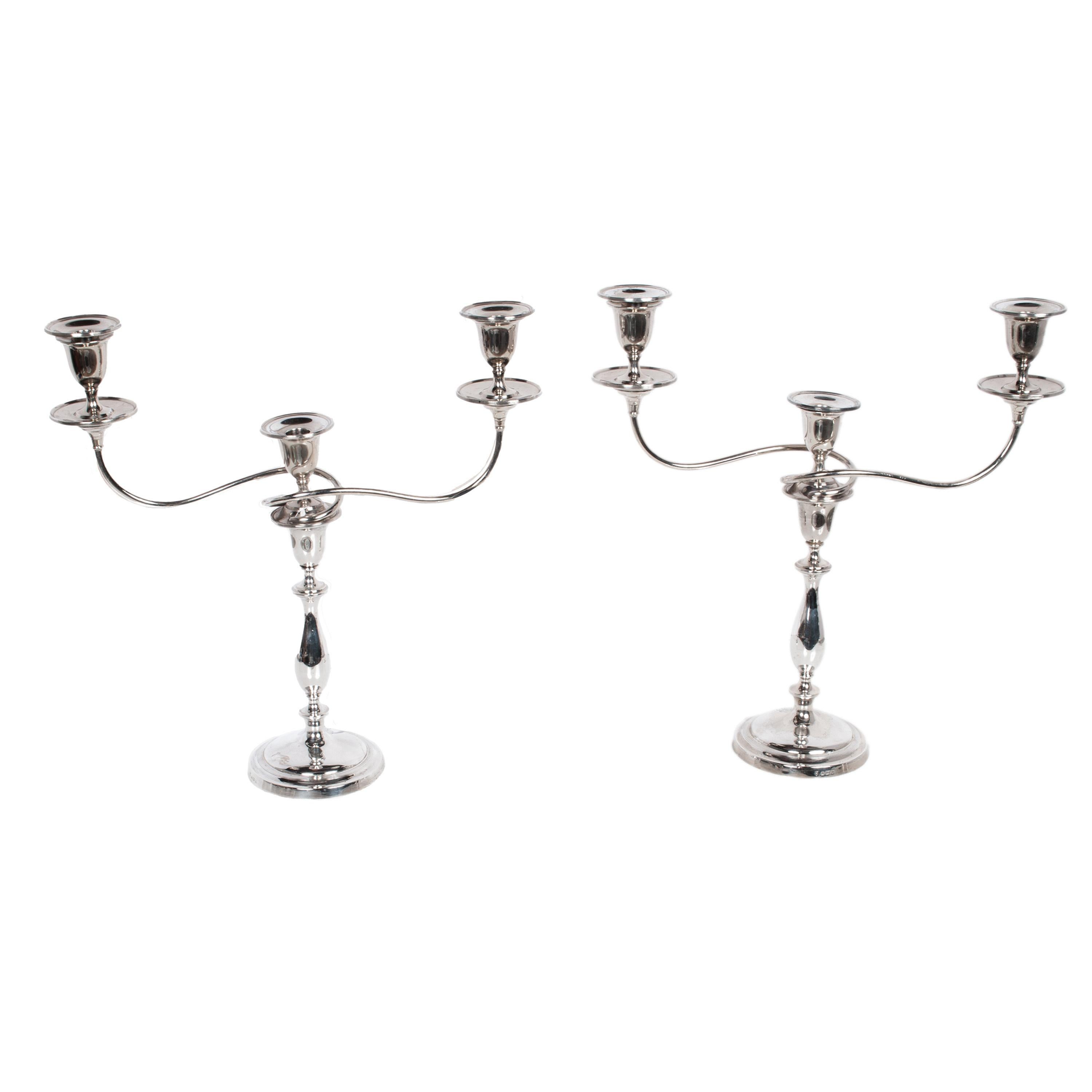 Antique Sterling Silver Set Six Candelarbra Candlesticks Ellis & Co London 1925 Bon état - En vente à Portland, OR