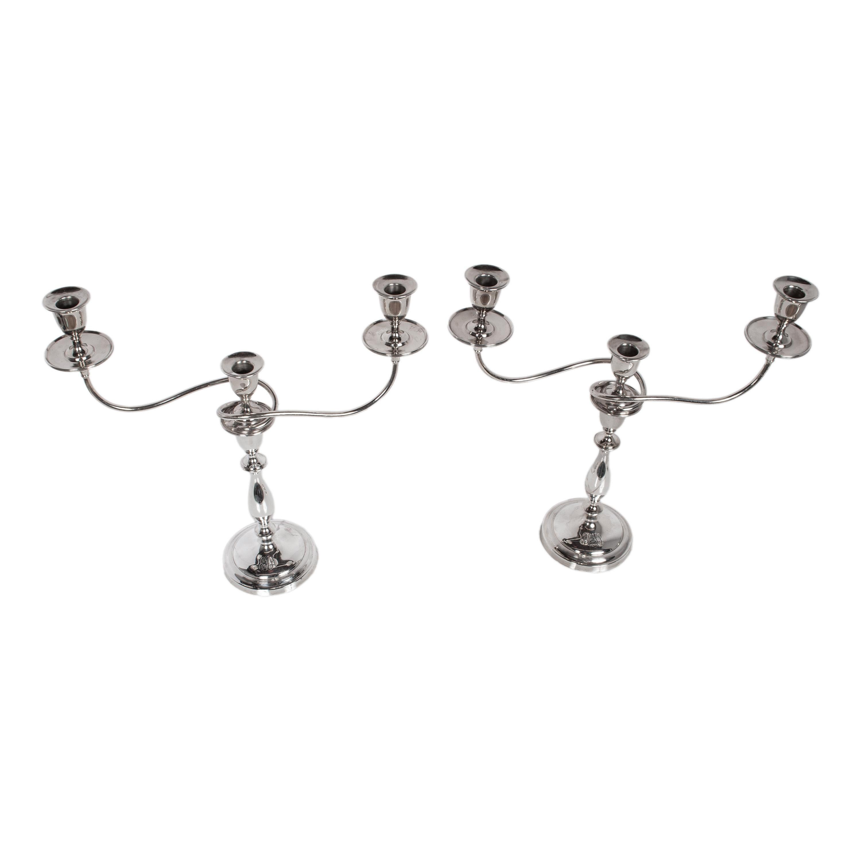 Argent sterling Antique Sterling Silver Set Six Candelarbra Candlesticks Ellis & Co London 1925 en vente