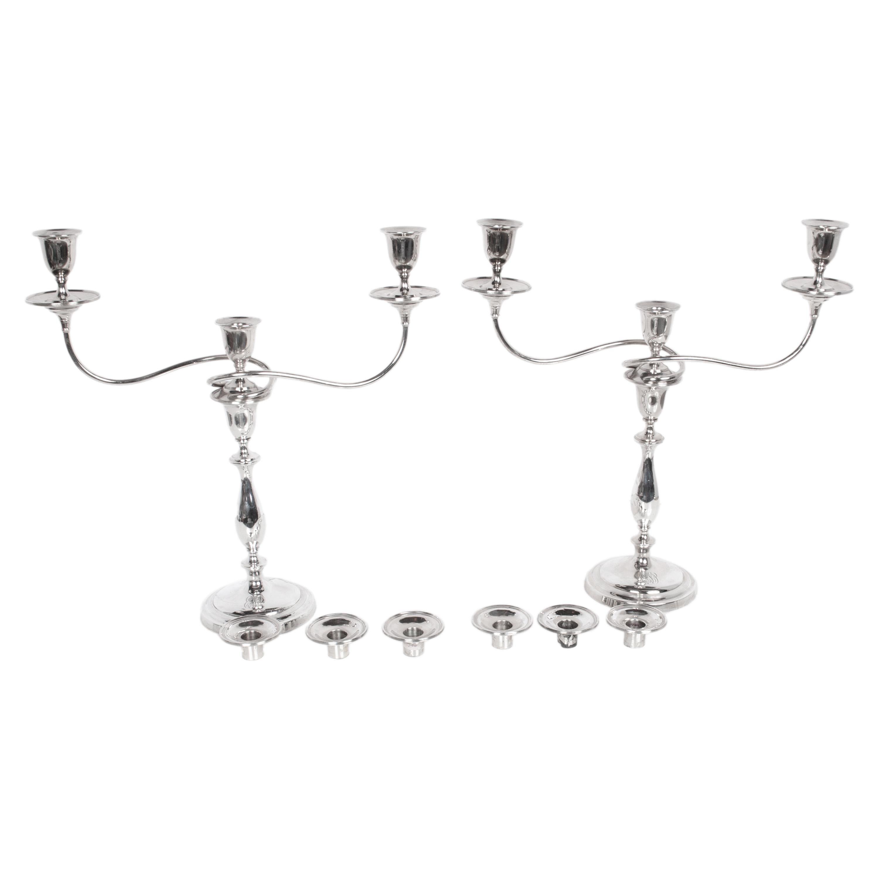 Antique Sterling Silver Set Six Candelarbra Candlesticks Ellis & Co London 1925 en vente 1