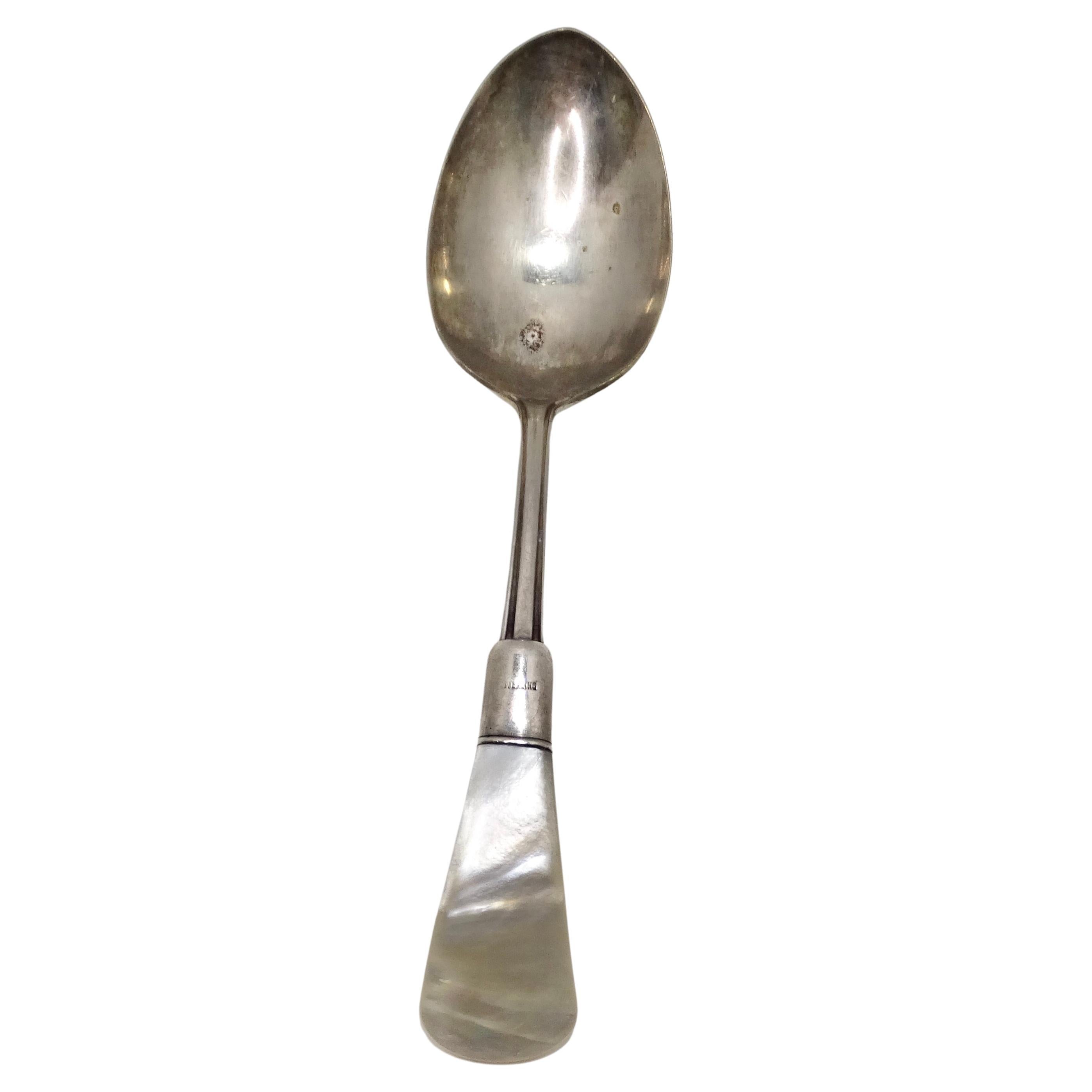 Antique Sterling Silver Shell Spoon For Sale
