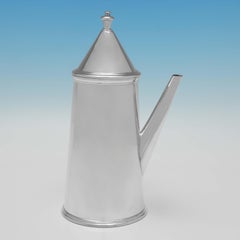Antica caffettiera con manico laterale in argento Sterling - Chester 1913