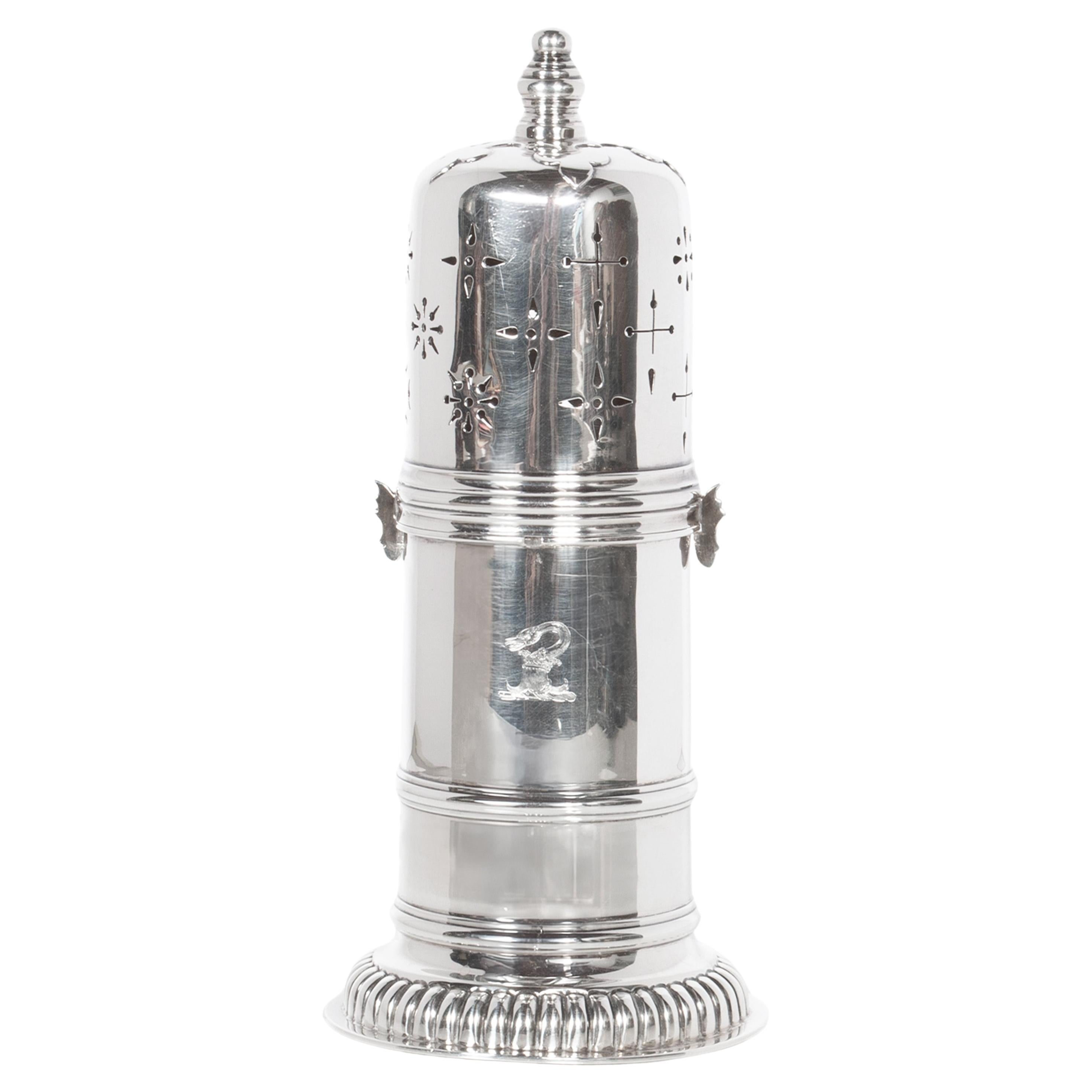 Antique Sterling Silver Silver Sugar Shaker Muffineer Elkington & Co London 1912 For Sale