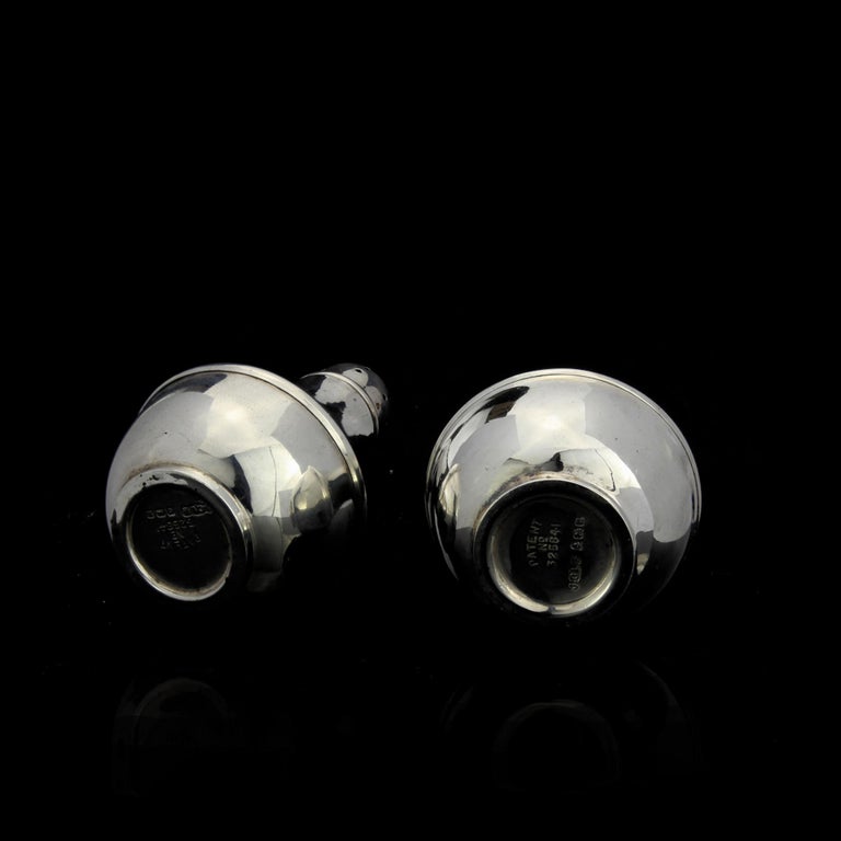 Art Deco Antique Sterling Silver Small Pair of Salt and Pepper Shakers For Sale