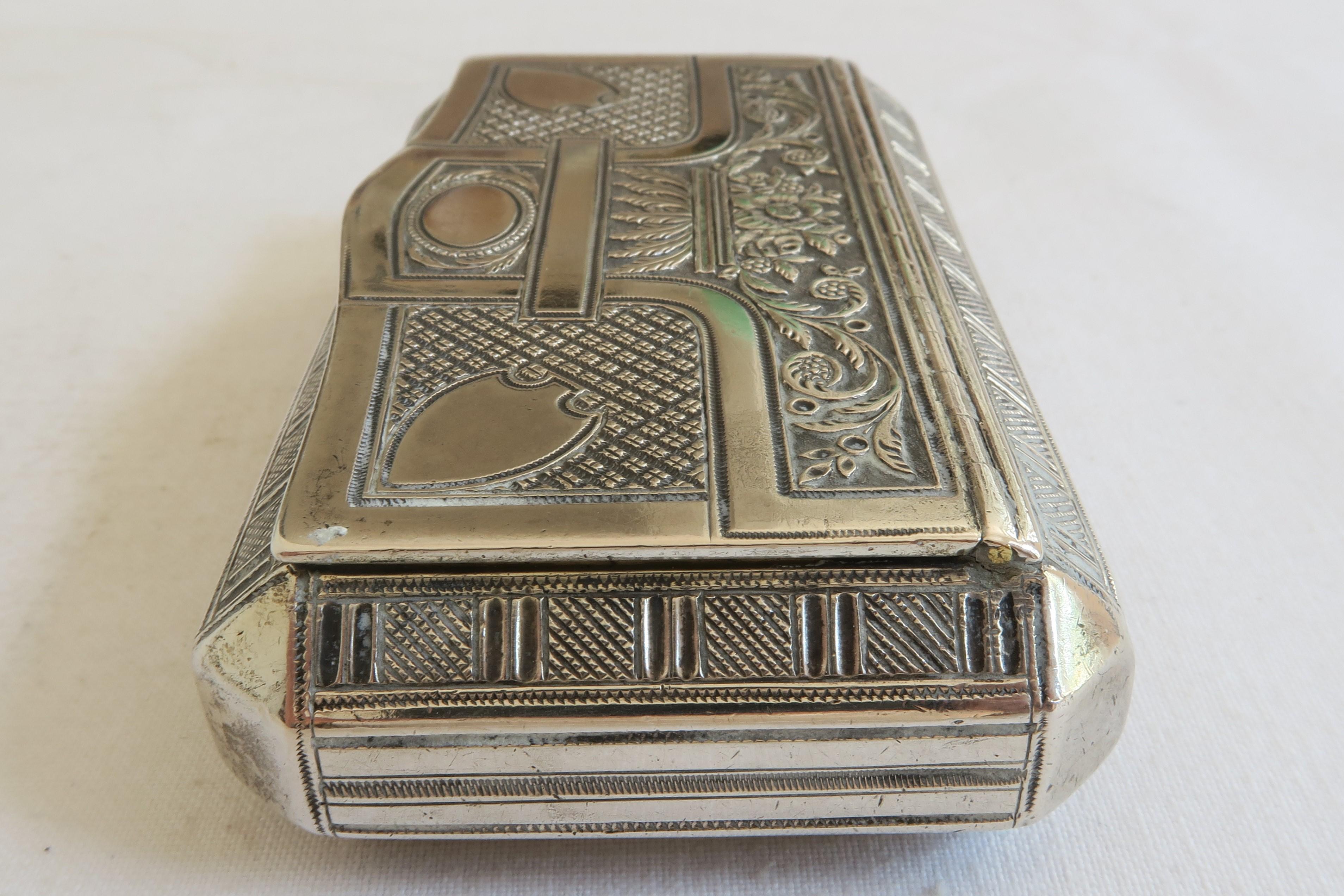 Austrian Antique Sterling Silver Snuff Box Empire Style Floral Motif For Sale