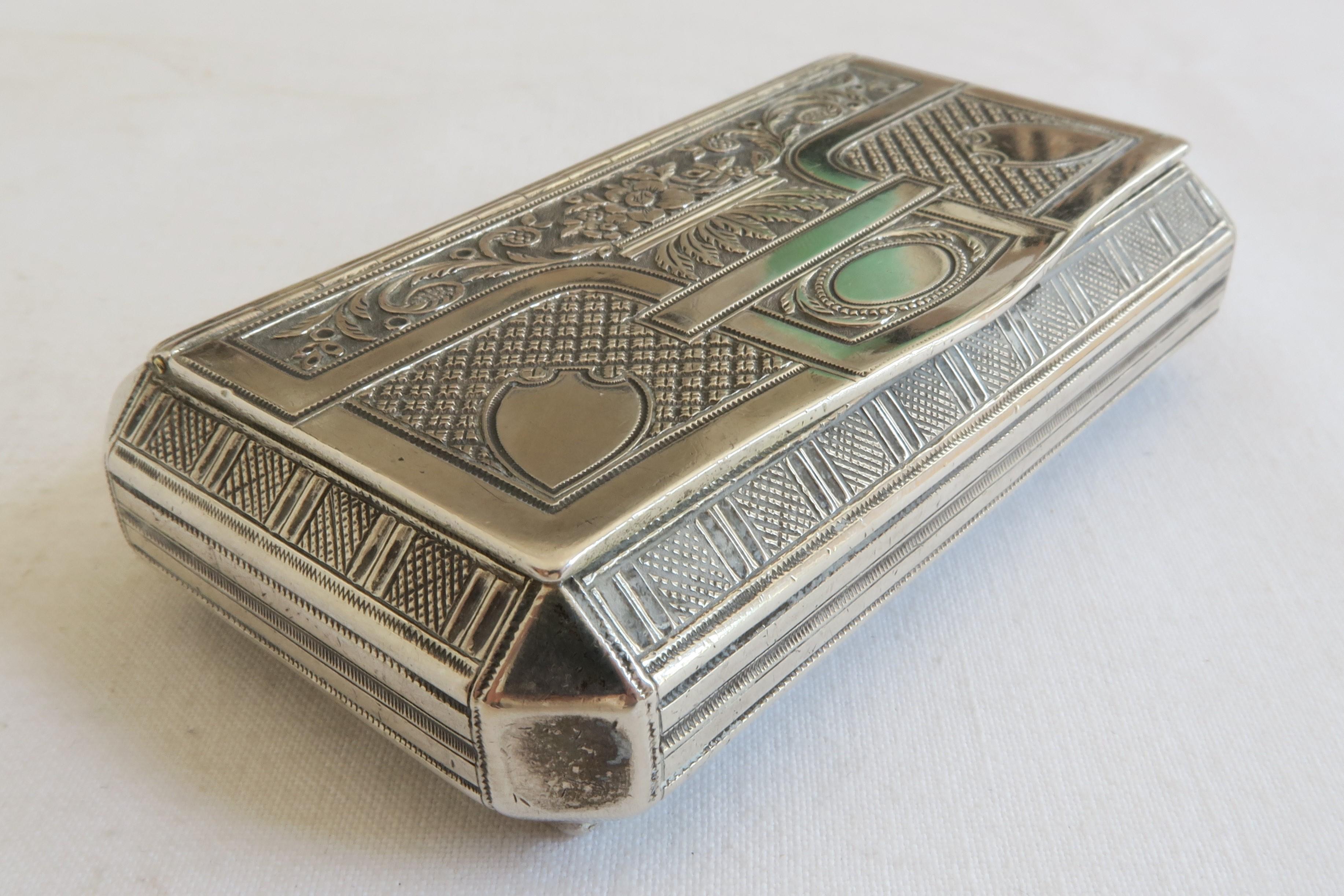 19th Century Antique Sterling Silver Snuff Box Empire Style Floral Motif For Sale