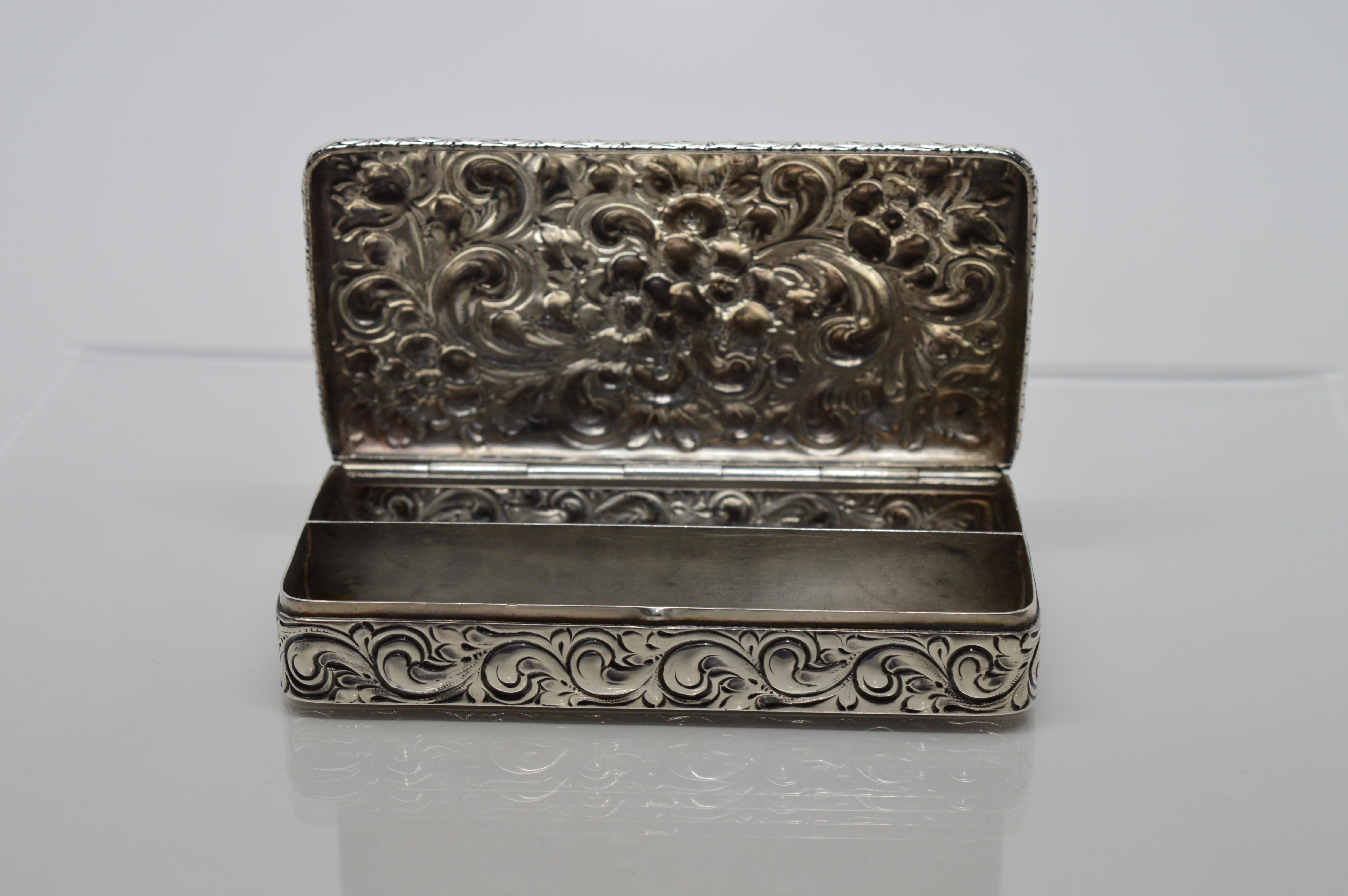 Antique Sterling Silver Snuff Box 2