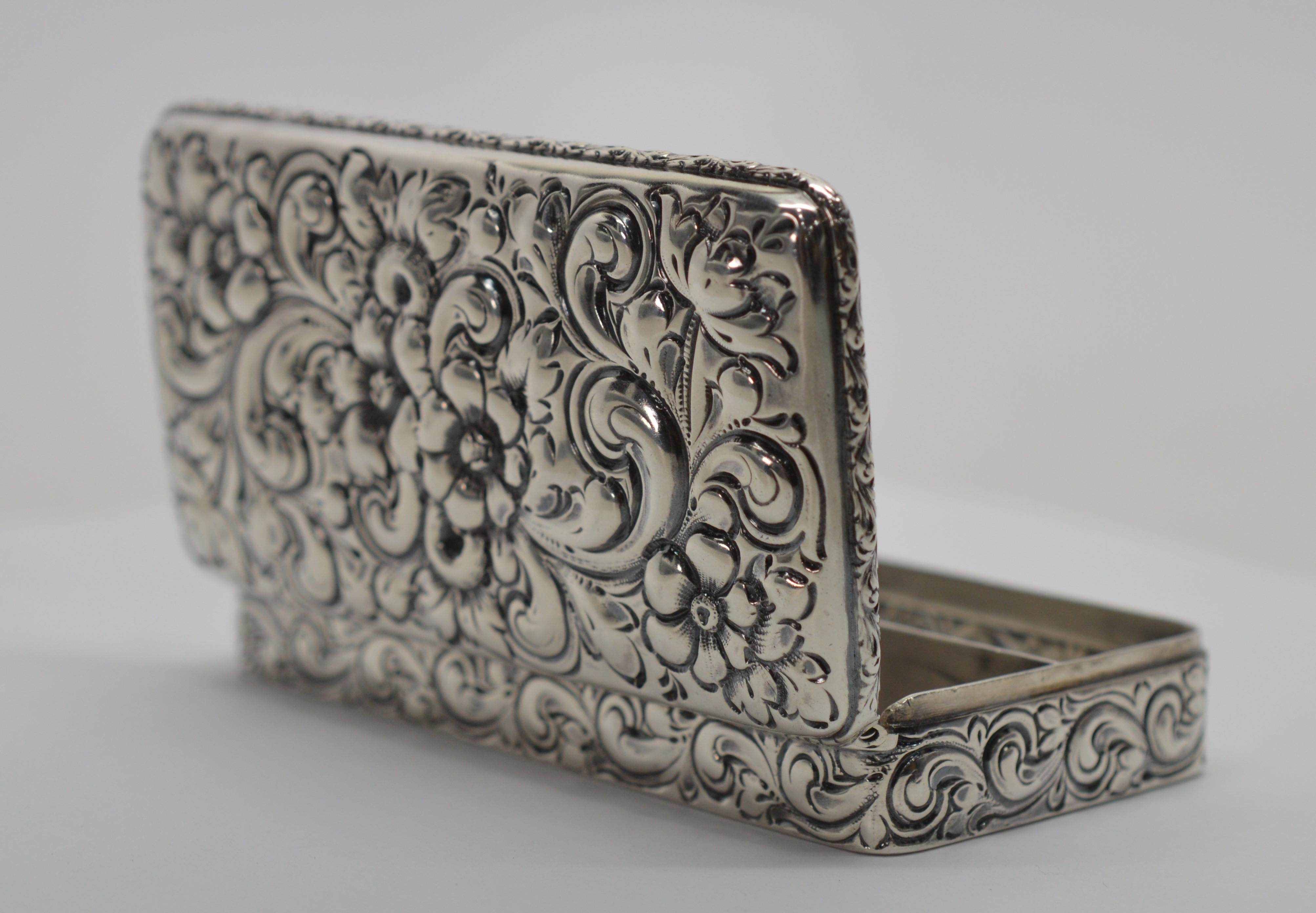 Art Nouveau Antique Sterling Silver Snuff Box
