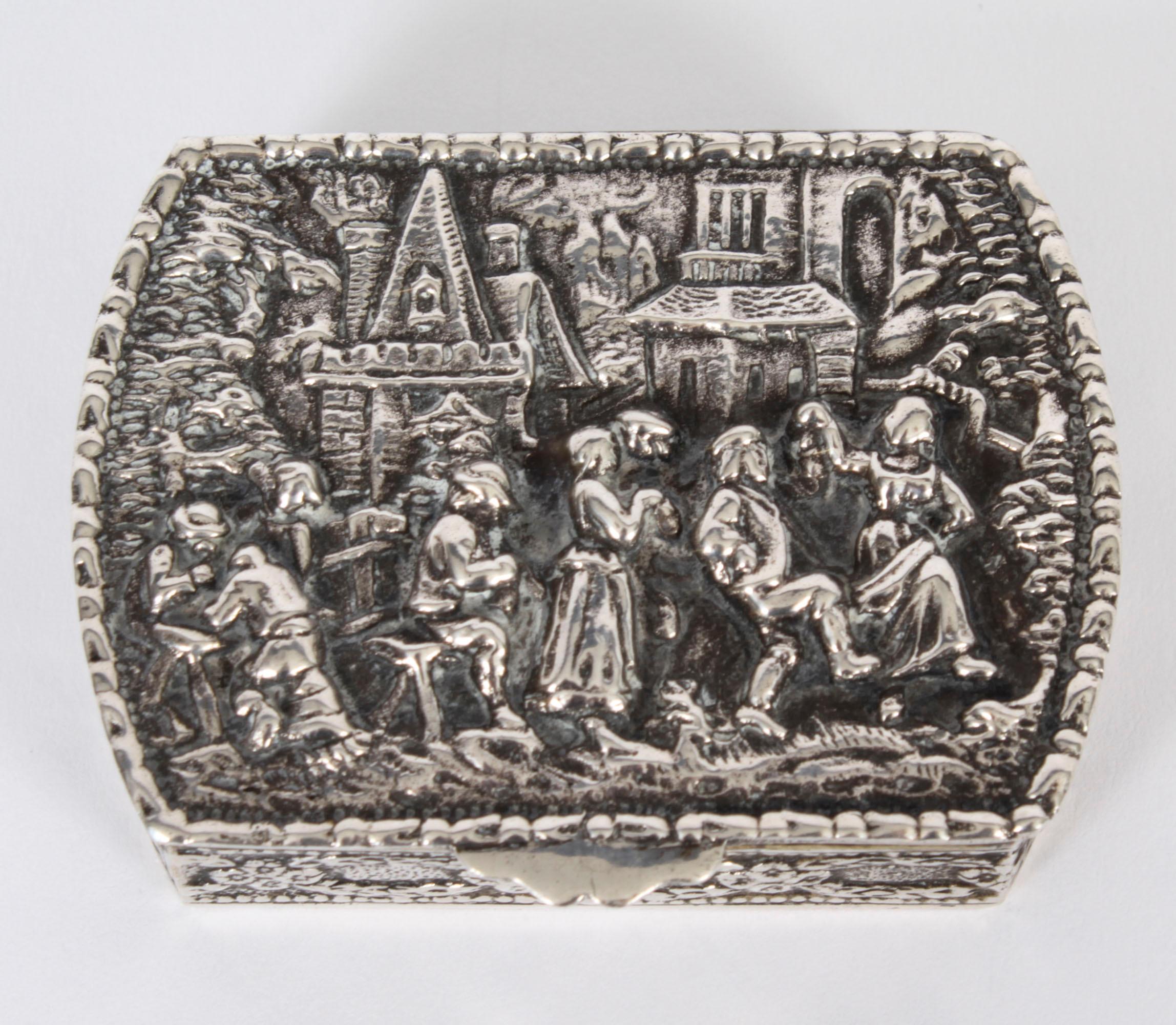 Antike spanische Schnupftabakdose aus Sterlingsilber, um 1900 4