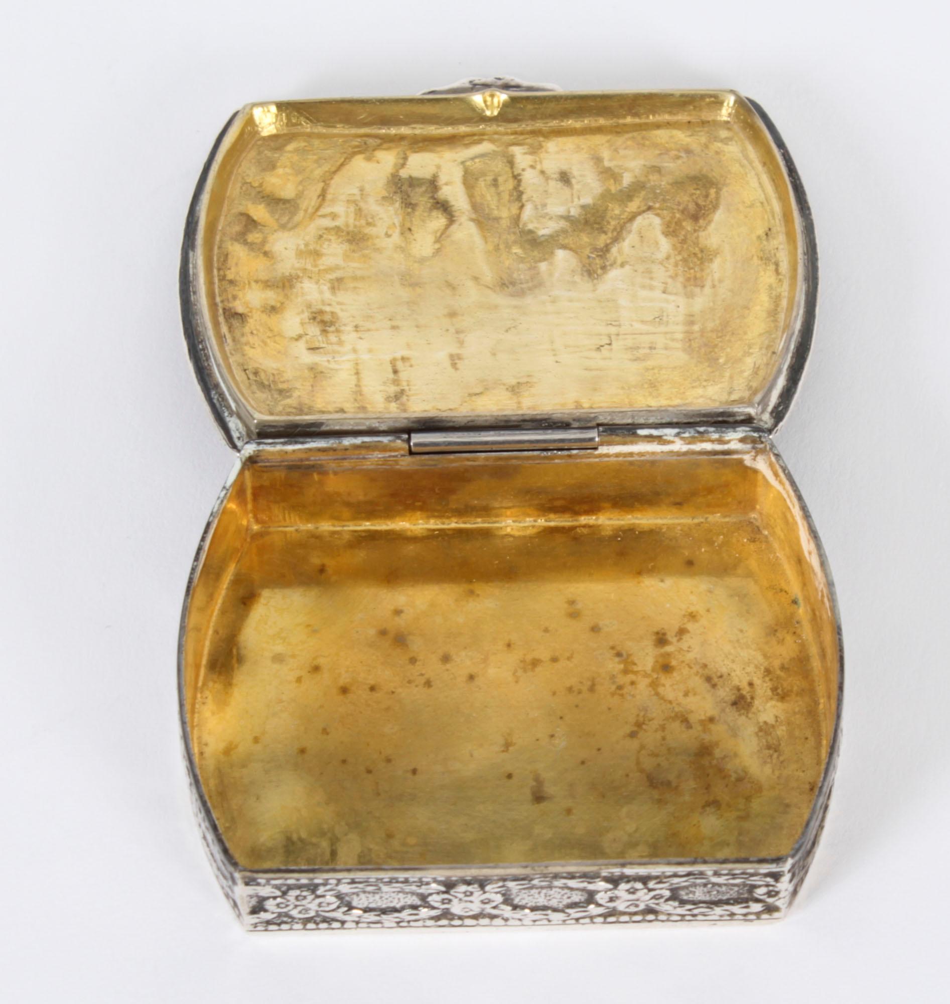 Antike spanische Schnupftabakdose aus Sterlingsilber, um 1900 5