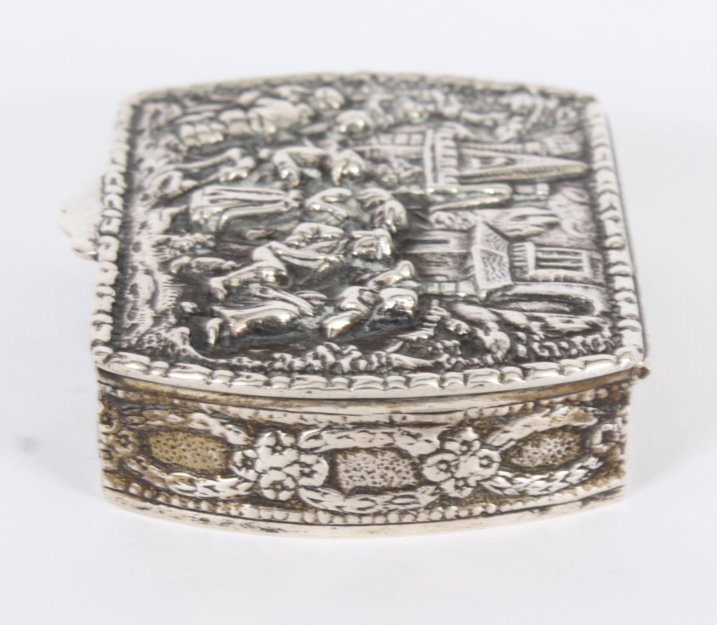 Antique Sterling Silver Spanish Snuff Pill Box Circa 1900 For Sale 10