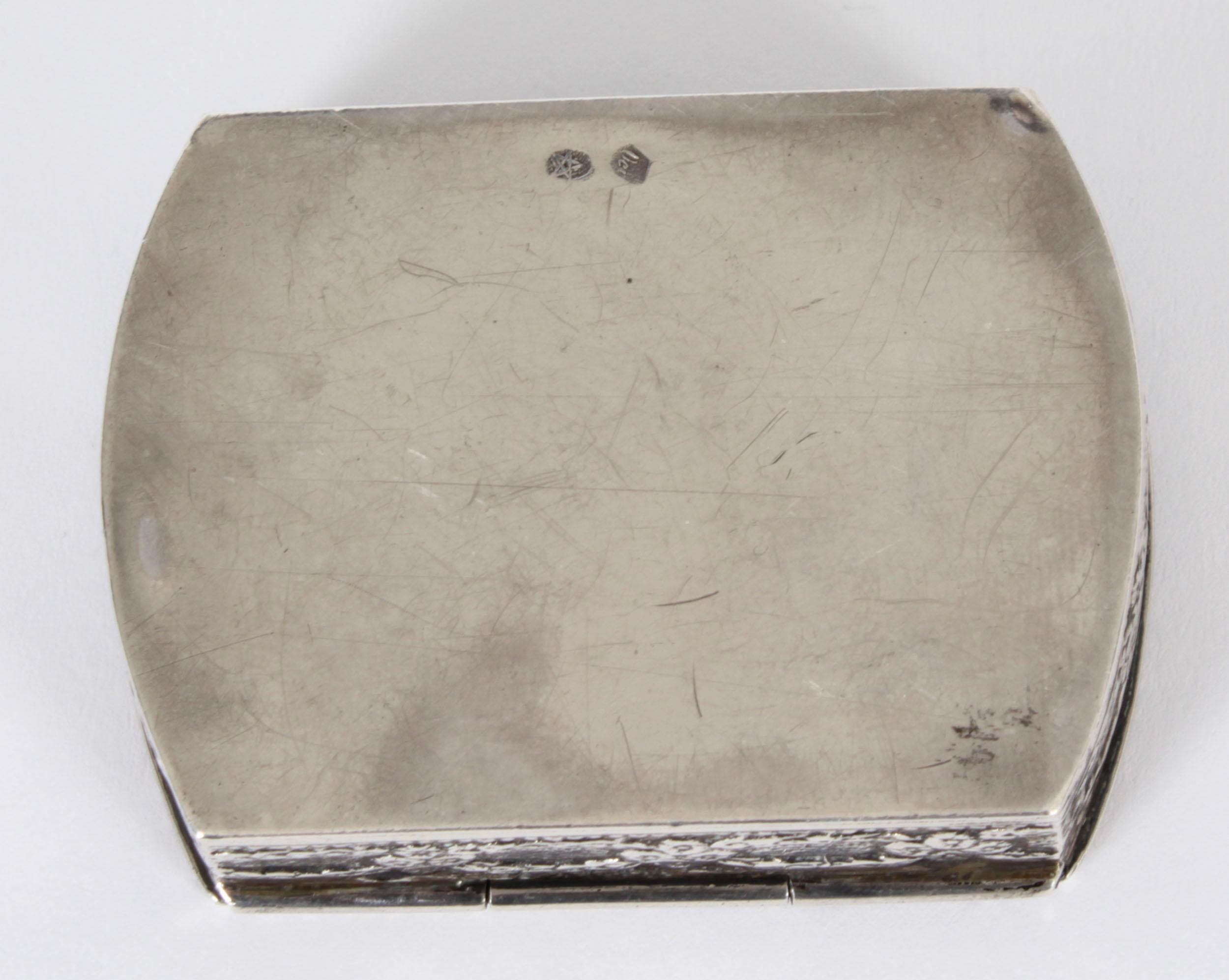 Antique Sterling Silver Spanish Snuff Pill Box Circa 1900 For Sale 5