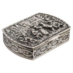 Antique Sterling Silver Spanish Snuff Pill Box Circa 1900