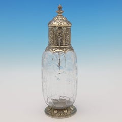 Antiker Claret-Krug aus Sterlingsilber und Stourbridge-Bergkristall von Thomas Webb