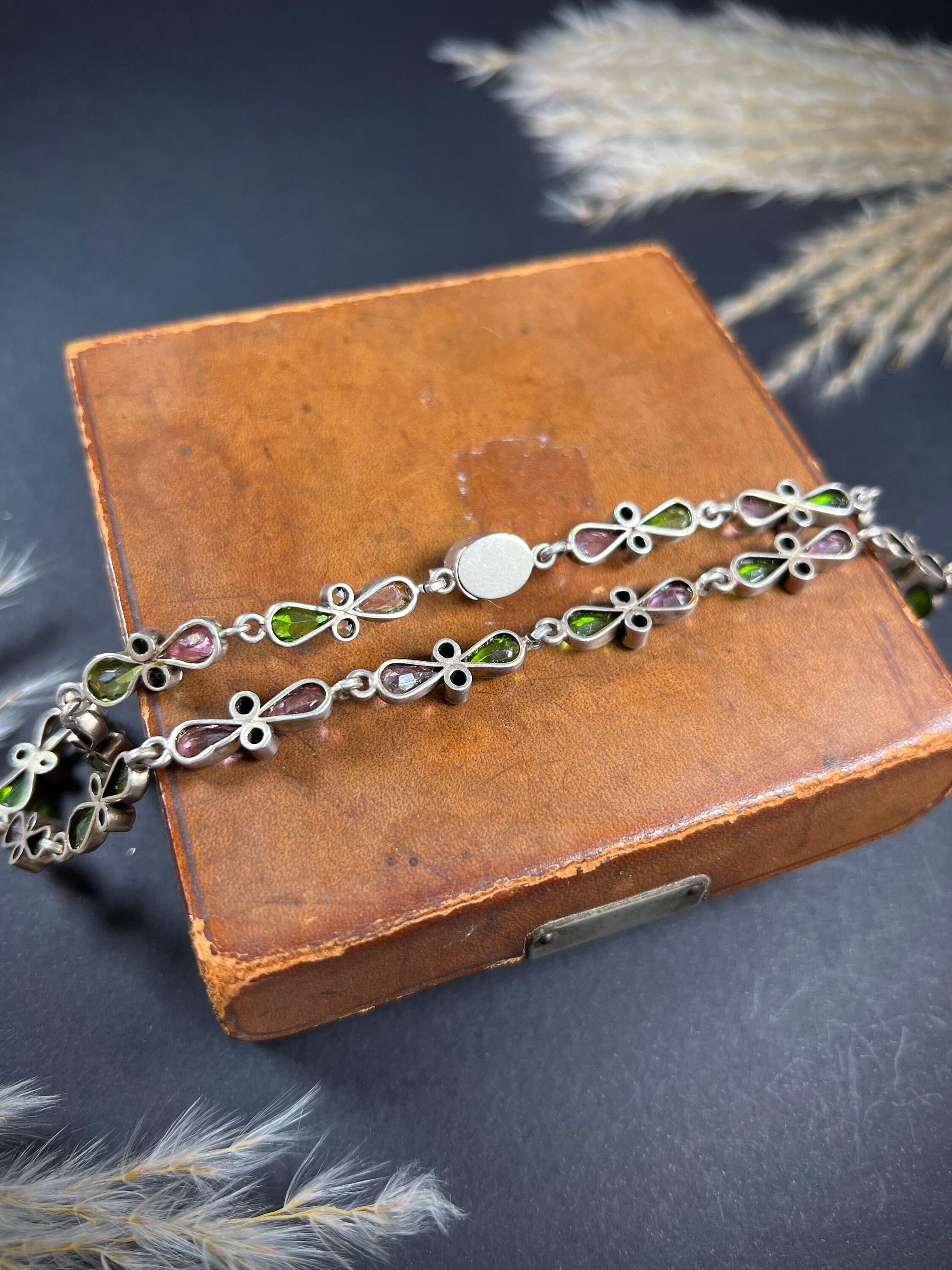 Women's or Men's Antique Sterling Silver Suffragette Paste Collar Necklace For Sale