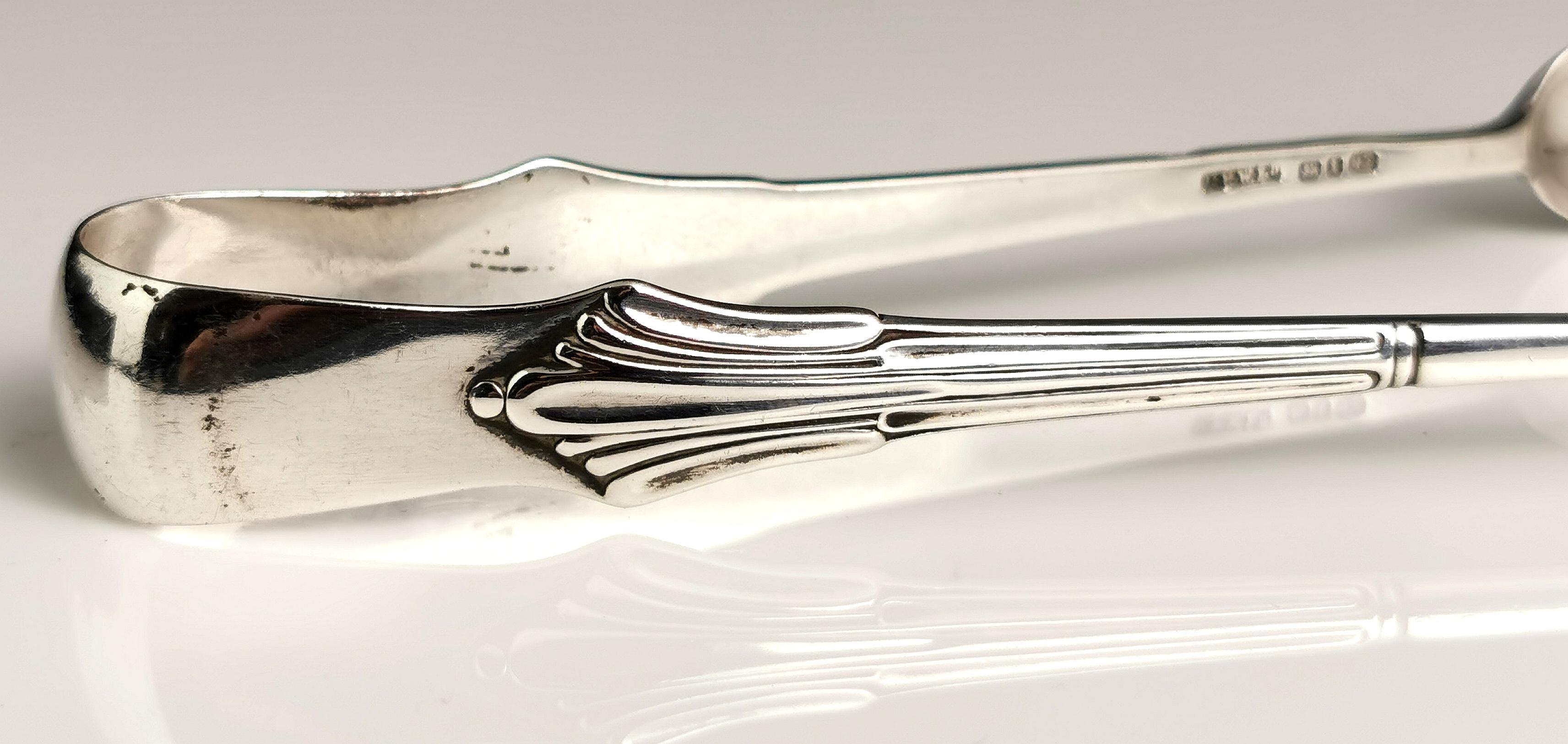 Antique Sterling Silver Sugar Tongs, Victorian For Sale 3