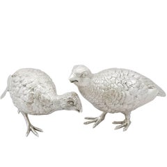 Antique Sterling Silver Table Birds, 1938