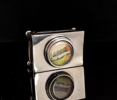 Antique sterling silver table vesta, Matchbox cover, Salmon