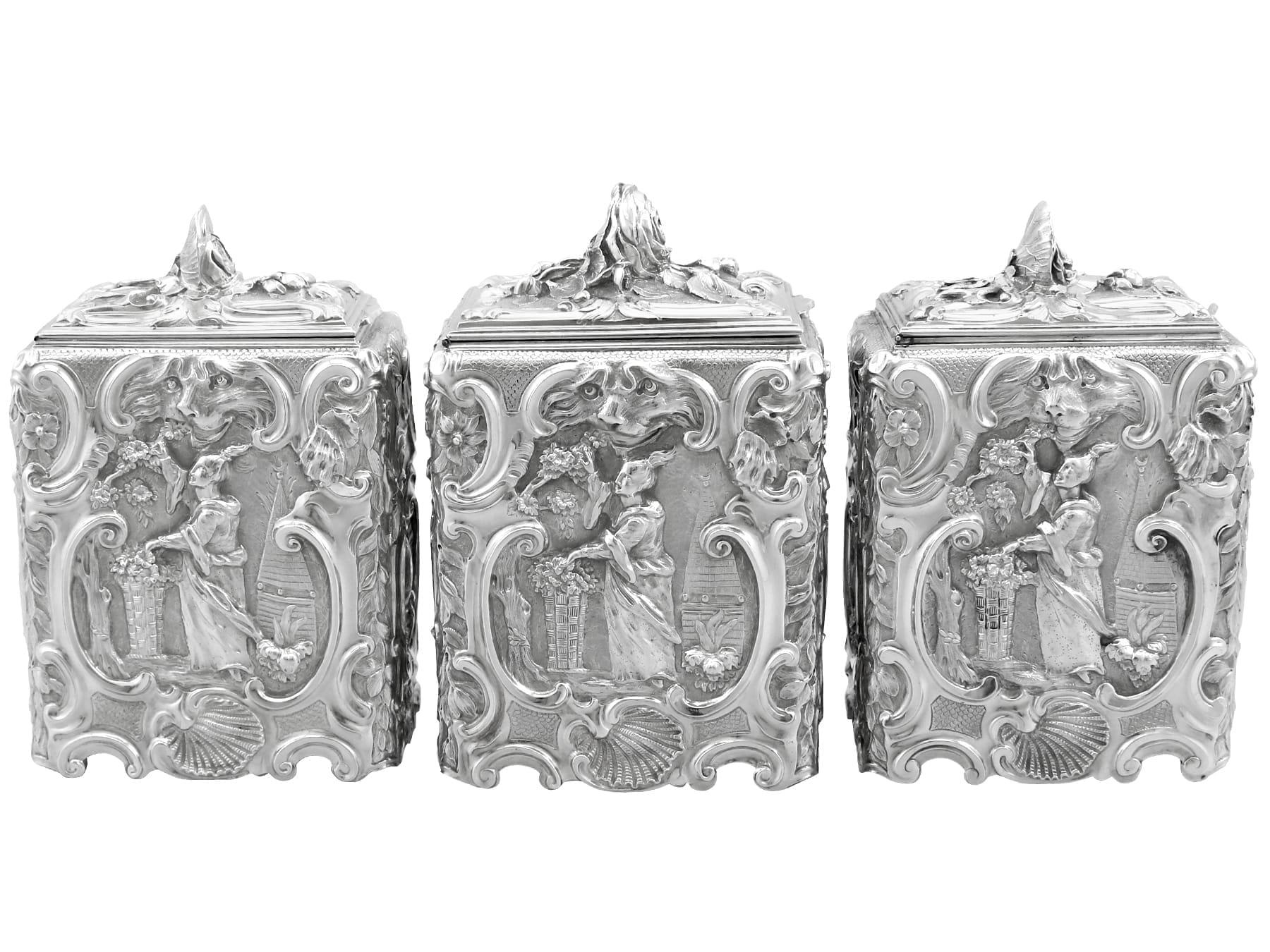 Georgian Antique Sterling Silver Tea and Sugar Cadies For Sale