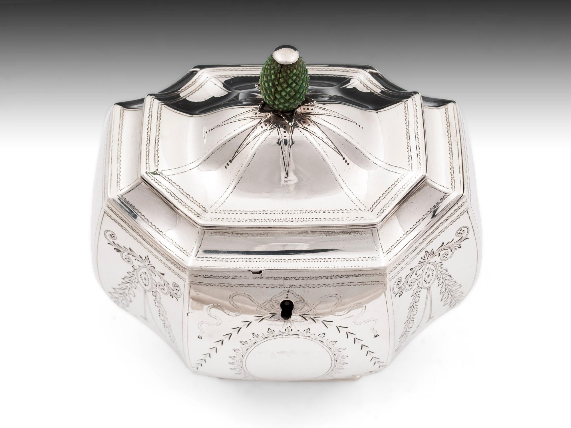British Antique Sterling Silver Tea Caddy, 18th Century For Sale