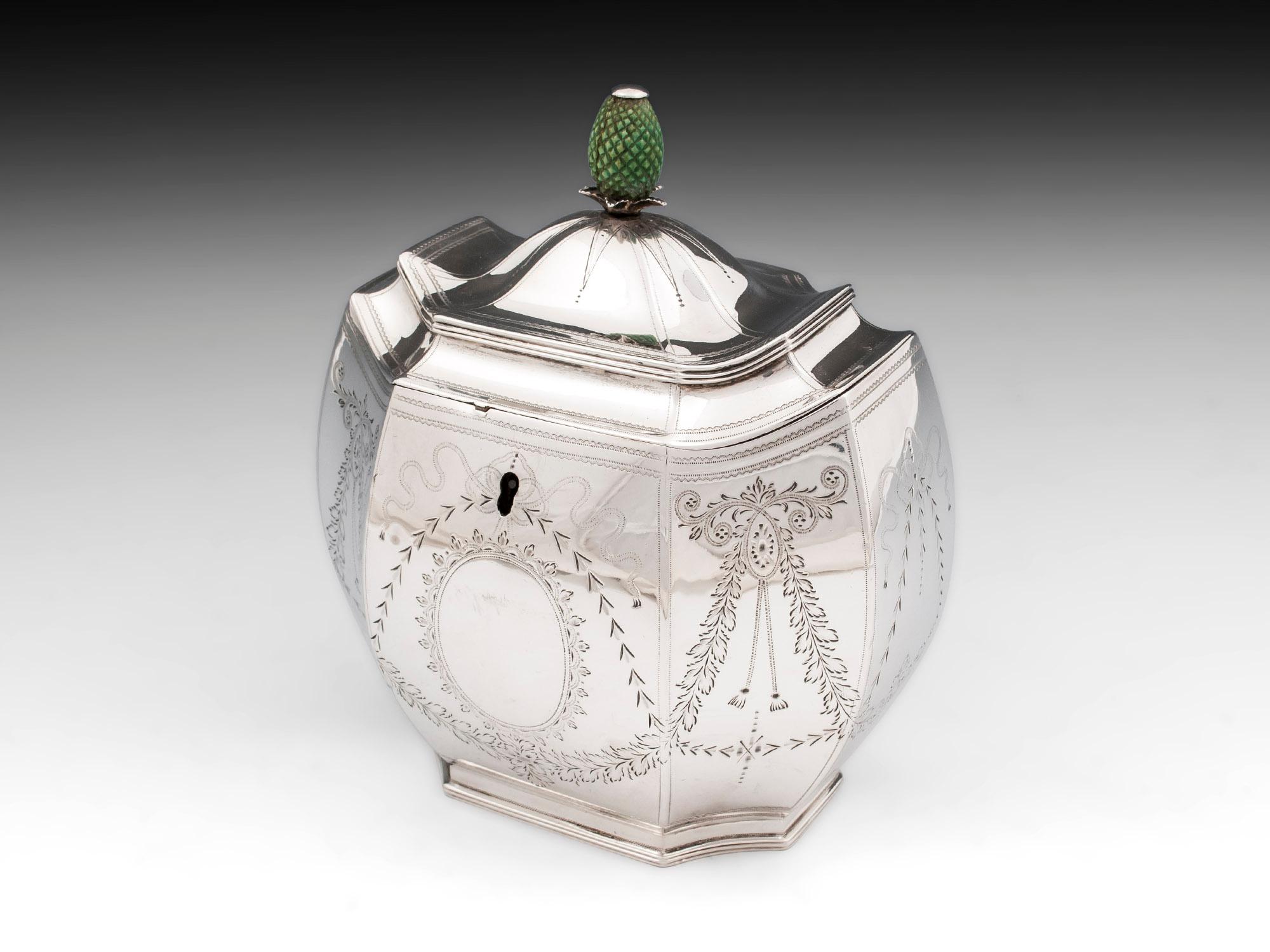 Antique Sterling Silver Tea Caddy, 18th Century In Good Condition For Sale In Northampton, United Kingdom