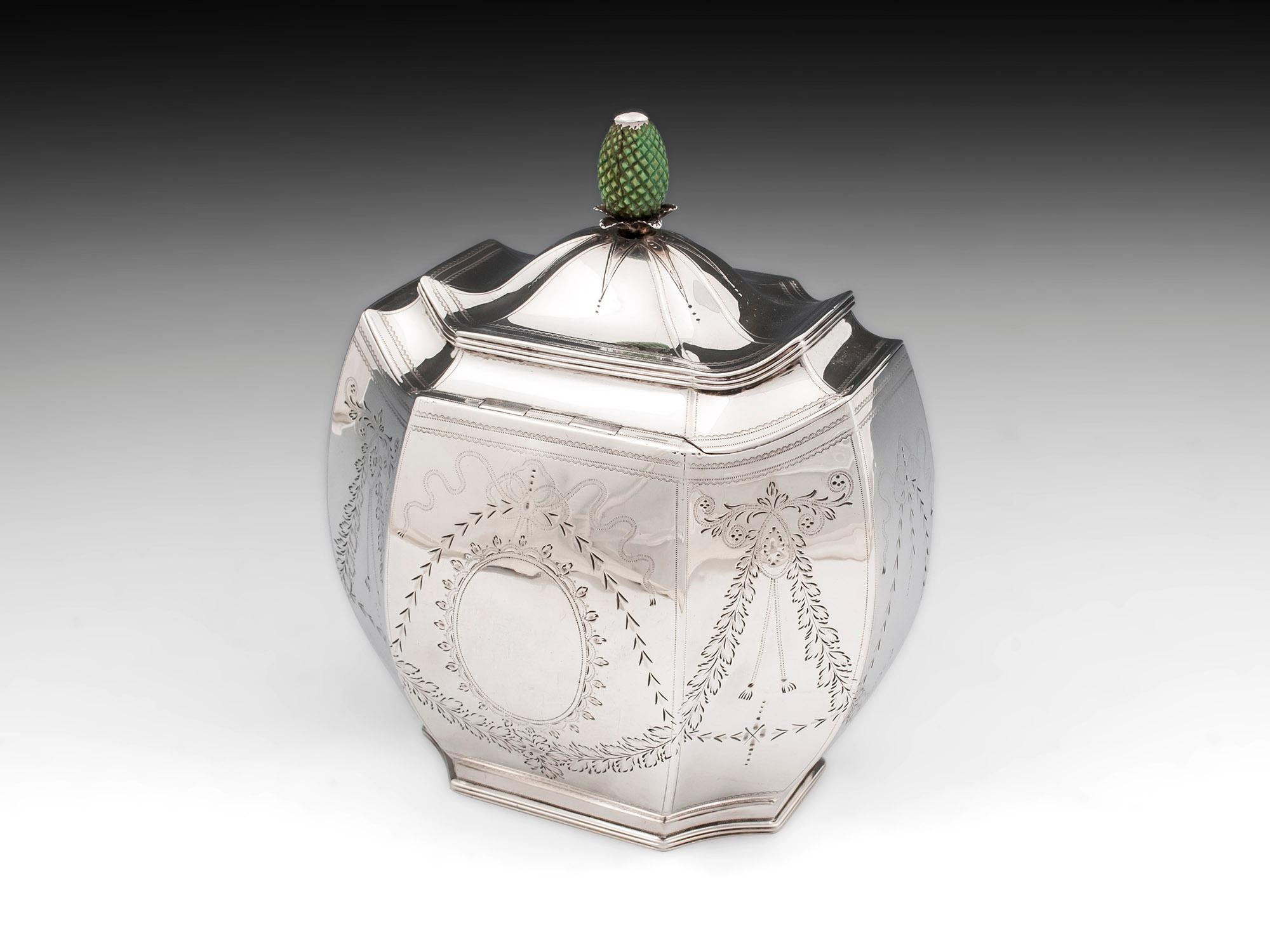18th Century and Earlier Antique Sterling Silver Tea Caddy, 18th Century For Sale