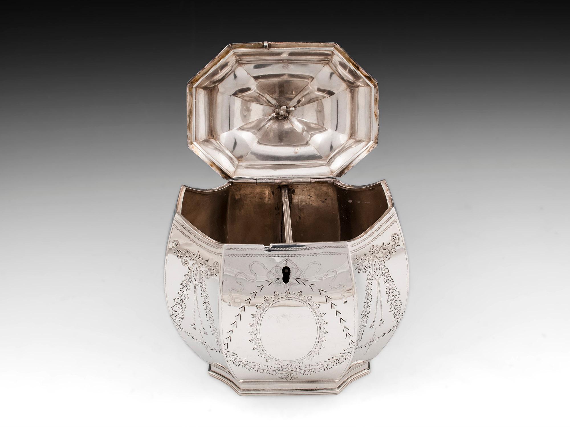 Antique Sterling Silver Tea Caddy, 18th Century For Sale 2