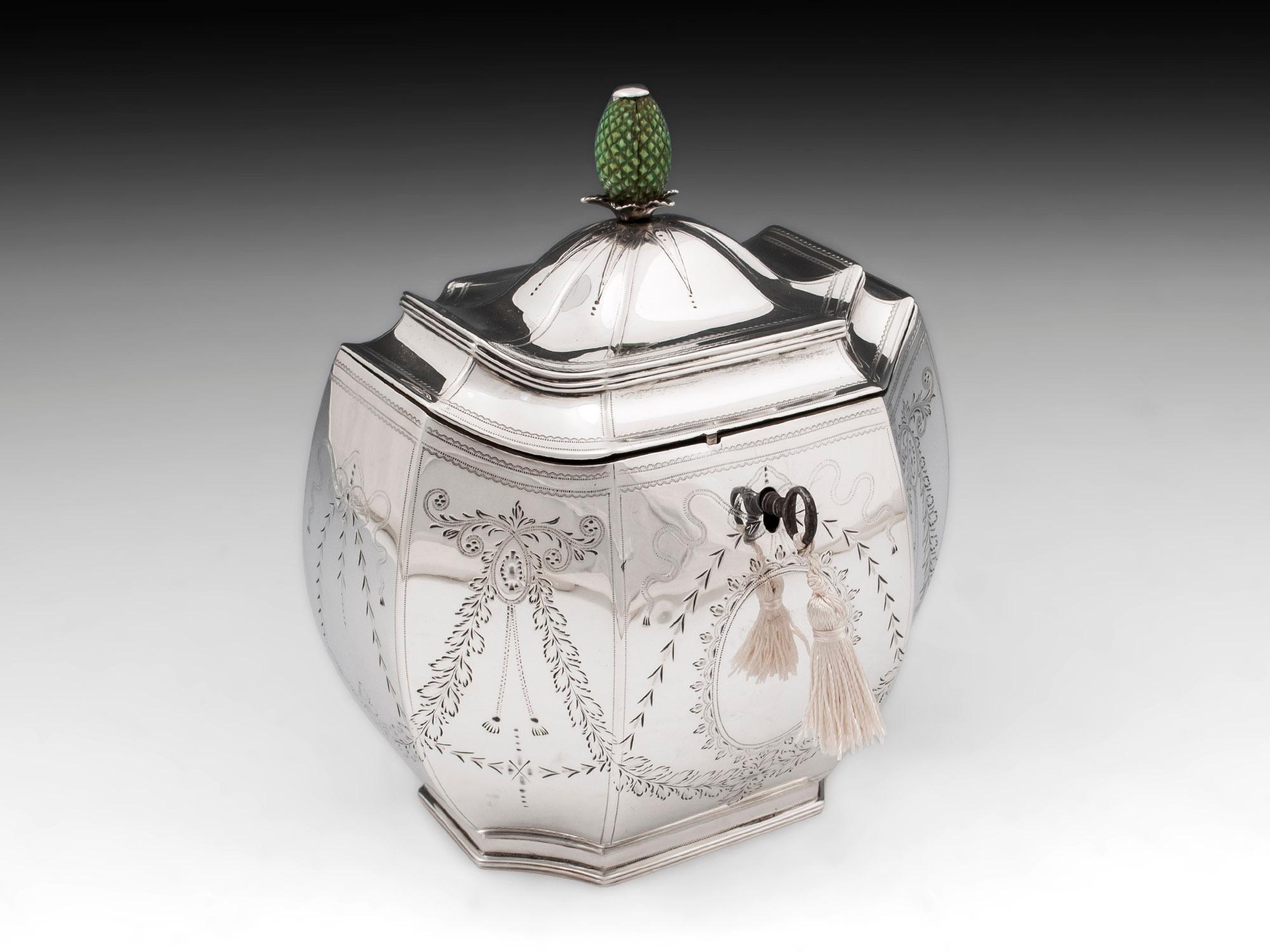 Antique Sterling Silver Tea Caddy, 18th Century For Sale 4