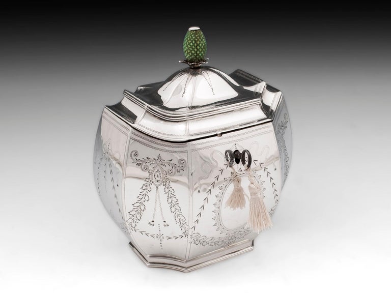Antique Sterling Silver Tea Caddy, 18th Century For Sale at 1stDibs