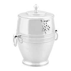 Antico porta tè e cucchiaio in argento sterling (1914)