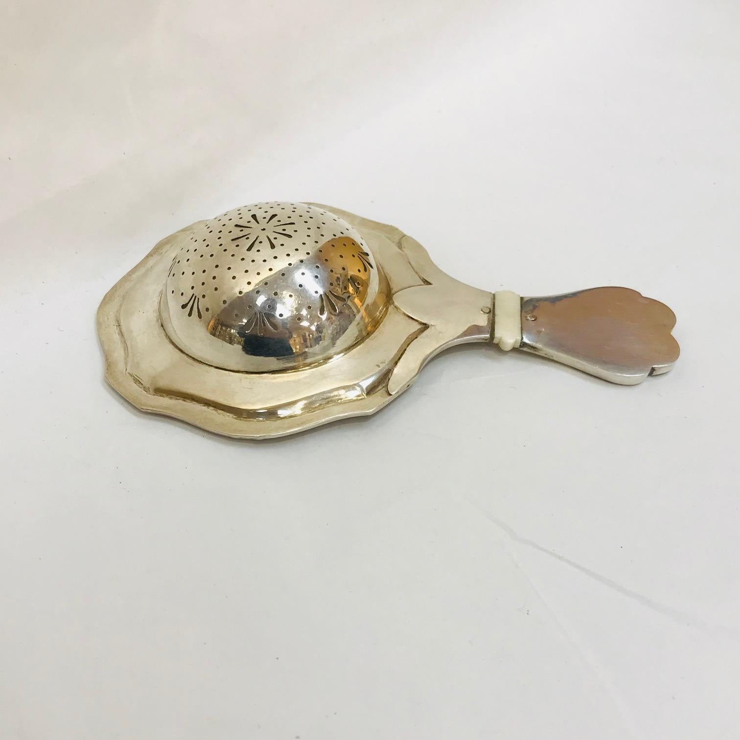 Hungarian Antique Sterling Silver Tea Strainer For Sale