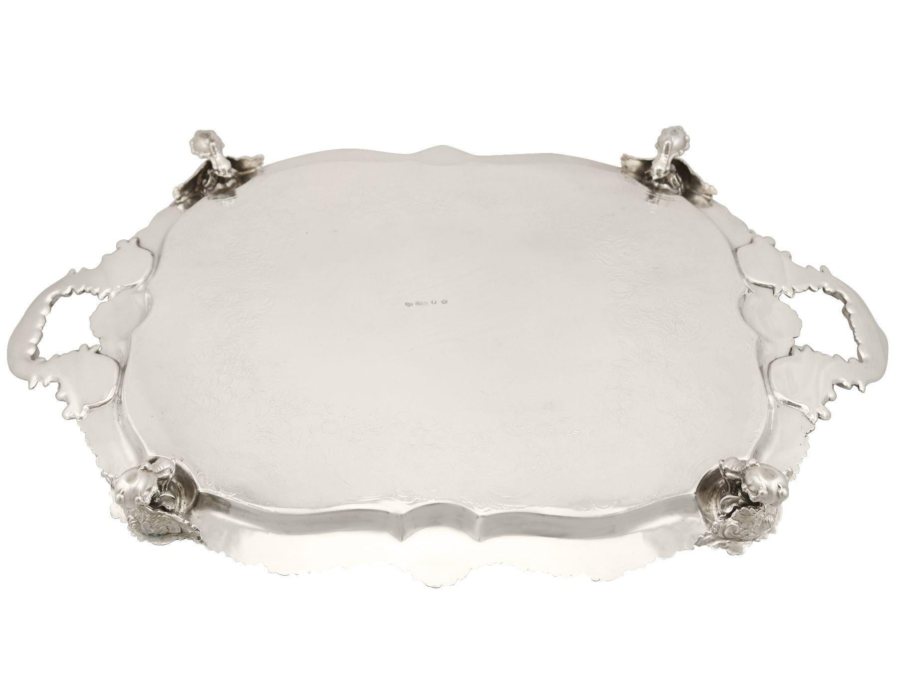 19th Century Antique Sterling Silver Tea Tray 1824 6