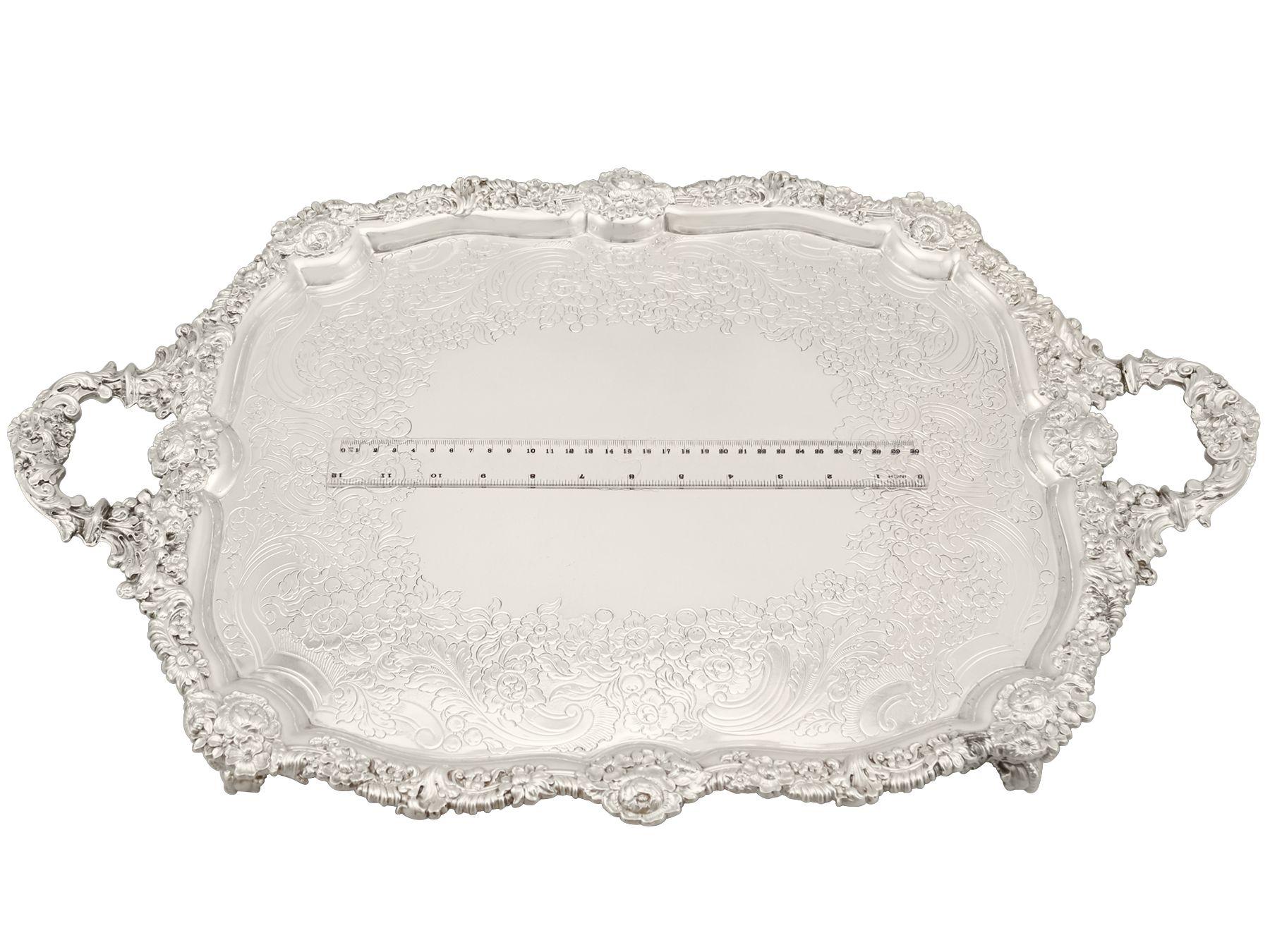 19th Century Antique Sterling Silver Tea Tray 1824 7