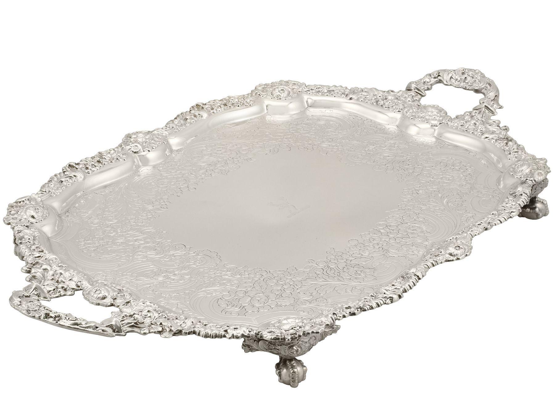 British 19th Century Antique Sterling Silver Tea Tray 1824