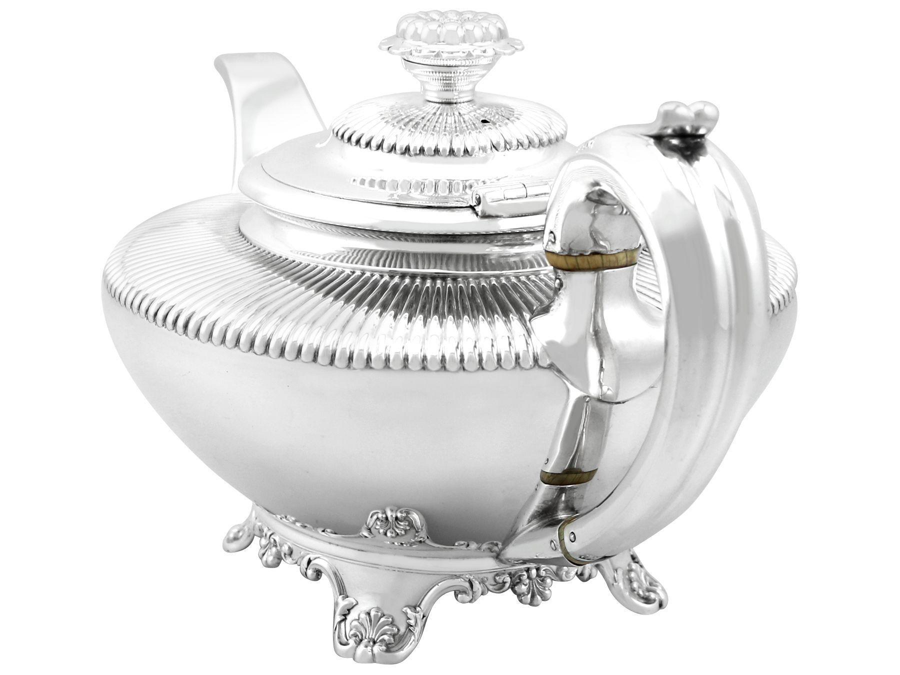 Mid-19th Century 1830s English Sterling Silver Teapot For Sale