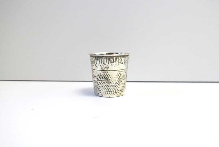 Antique Sterling Silver Thimble Shot Glass Jigger Art Nouveau For Sale