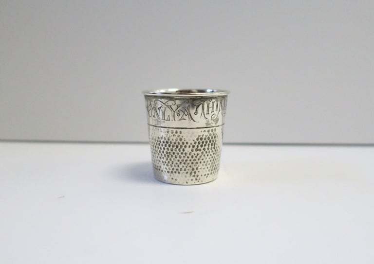 Antique Sterling Silver Thimble Shot Glass Jigger Art Nouveau For Sale