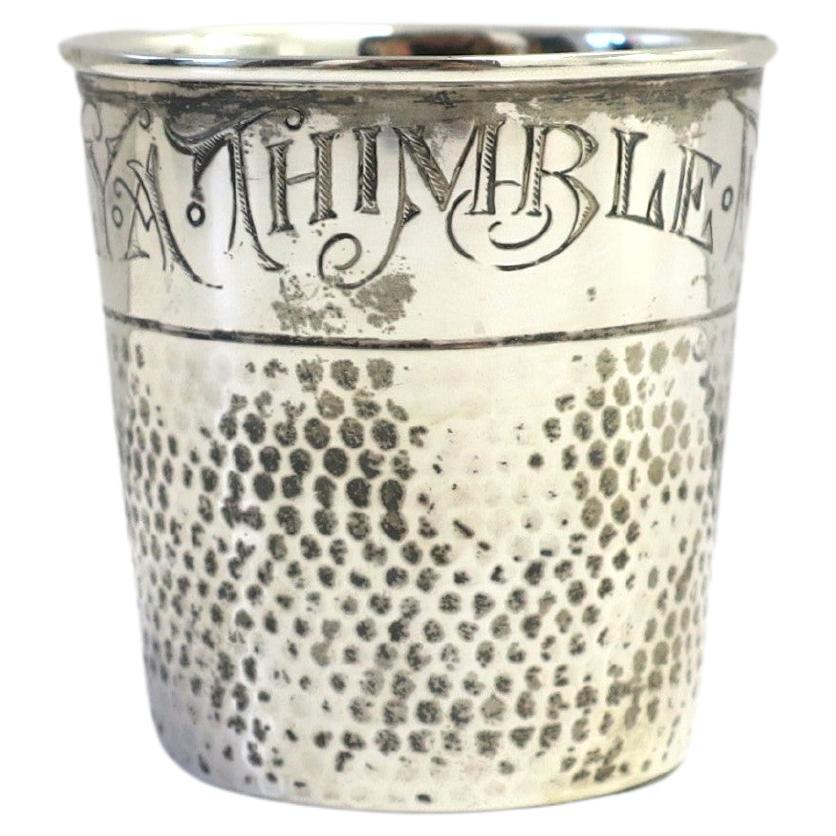 Antique Sterling Silver Thimble Shot Glass Jigger Art Nouveau en vente