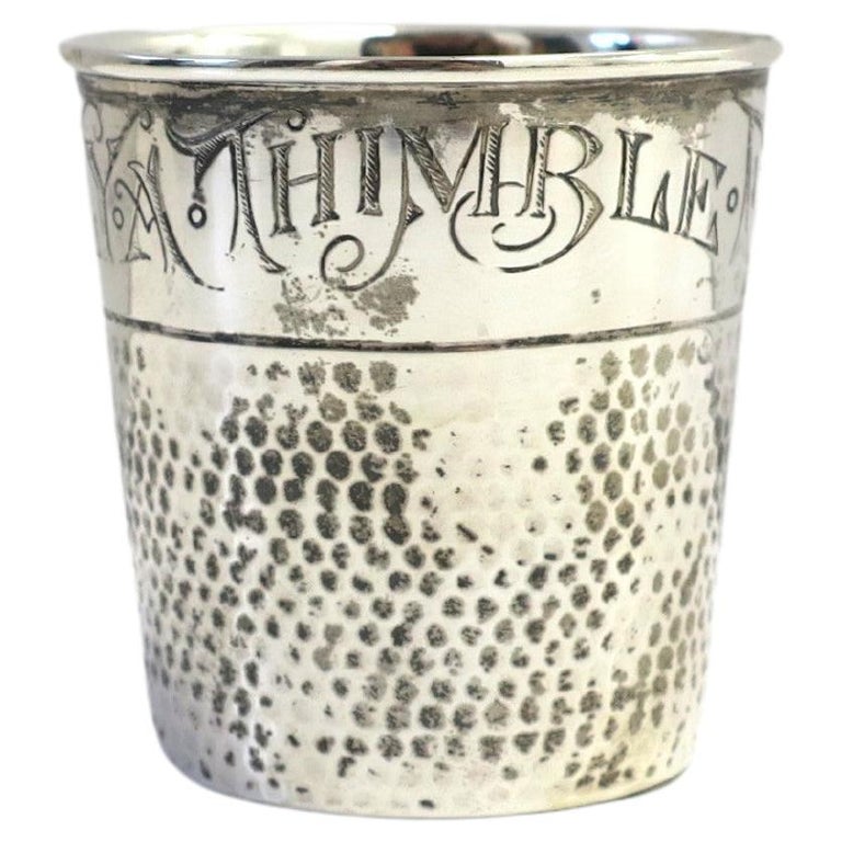 Antique Sterling Silver Thimble Shot Glass Jigger Art Nouveau For Sale