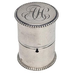 Étui à fils en argent sterling ancien avec monogramme n° 16524